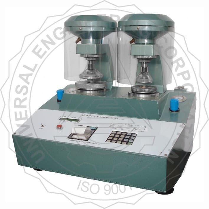 Bursting Strength Tester - Double Headed Key Pad Operated, Pneumatic Clamping for Paper & Corrugated Board